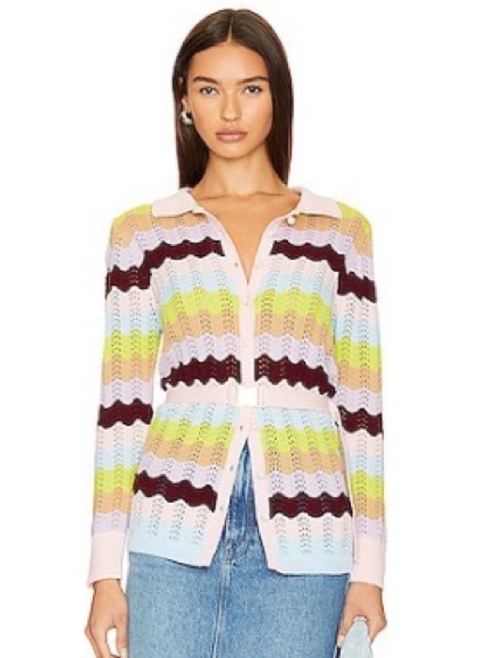 NWT OLIVIA RUBIN Amber Cardigan in Wiggle Stripe